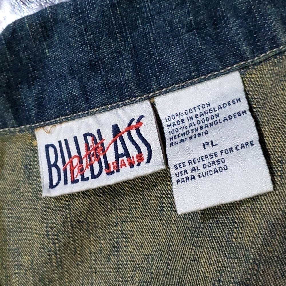 DENIM VINTAGE BILL BLASS CLASSIC TRUCKER JEAN JACKET SIZE PL 70s 80s Pop Rock - Picture 7 of 7